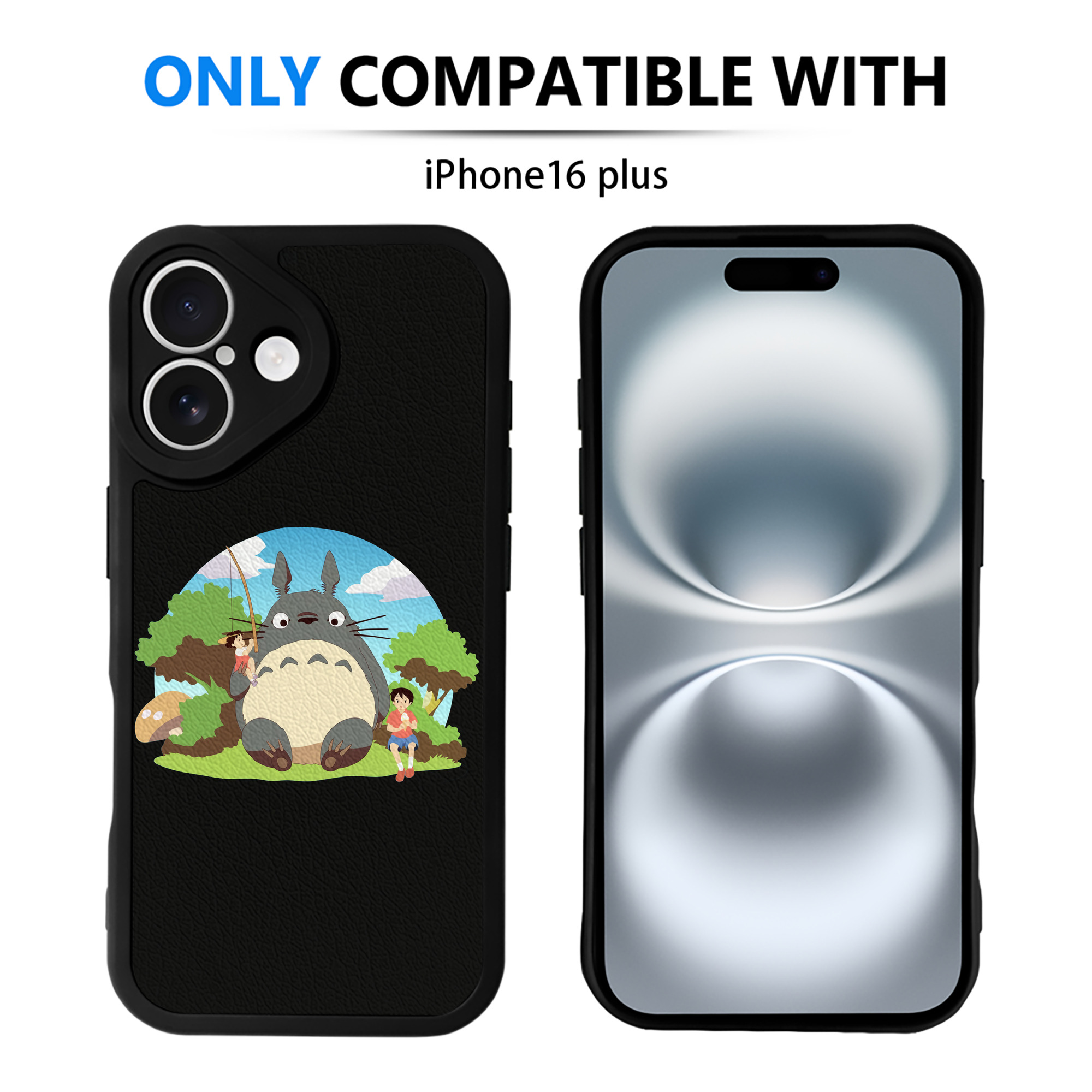 （画像用） となりのトトロ 草壁メイ 草壁サツキ My Neighbor Totoro Satsuki Kusakabe Mei Kusakabe 【iPhone 16シリーズ対応】シリコンスマホケース（レザー調） 材質：シリコン